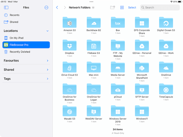 connect to multiple Google Drive accounts from within the Files App