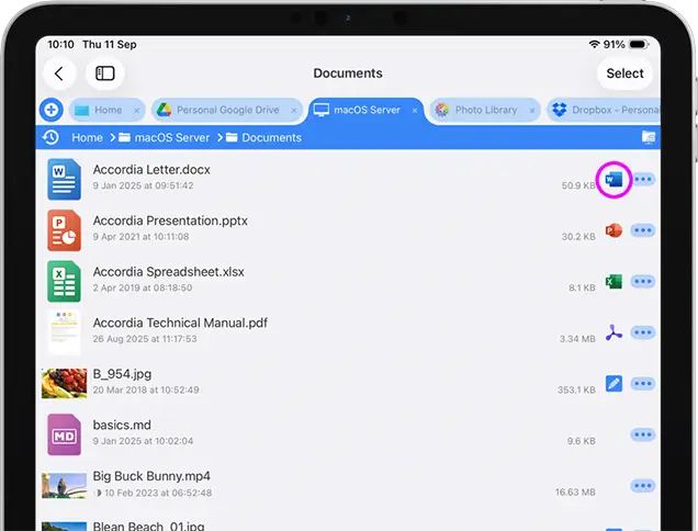 Any Word, Powerpoint, Excel or PDF documents will have an additional icon that will bring up the Share menu