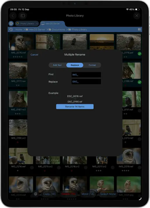Find and replace words in filenames in bulk using your iPad or iPhone