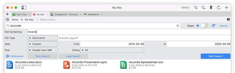 Advanced macOS Search filter results