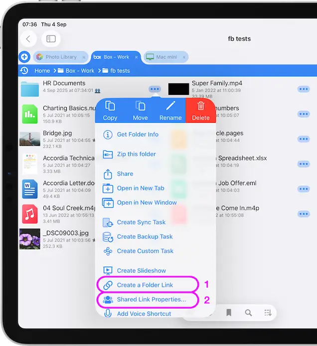 Manage Box Shared Folders with FileBrowser Professional