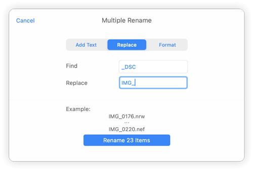 How to find and replace file names in FileBrowser Pro