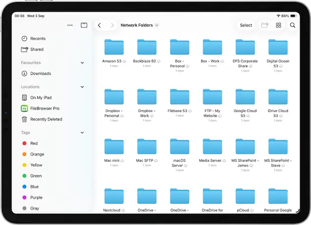 Use FileBrowser Professional with the iOS files app