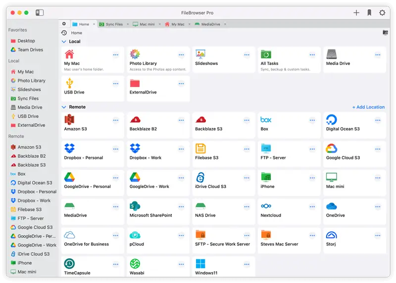 How to add a location using FileBrowser Pro for Mac
