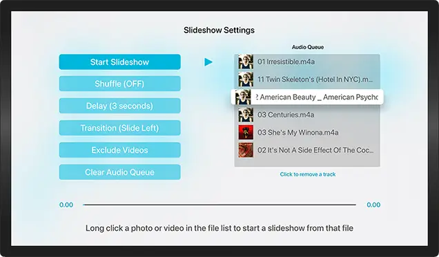 Change your slideshow options on FilebrowserTV