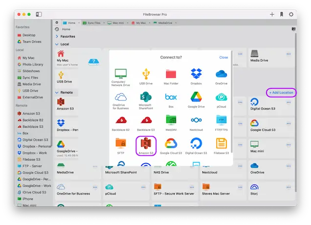 Easily connect to Amazon S3
