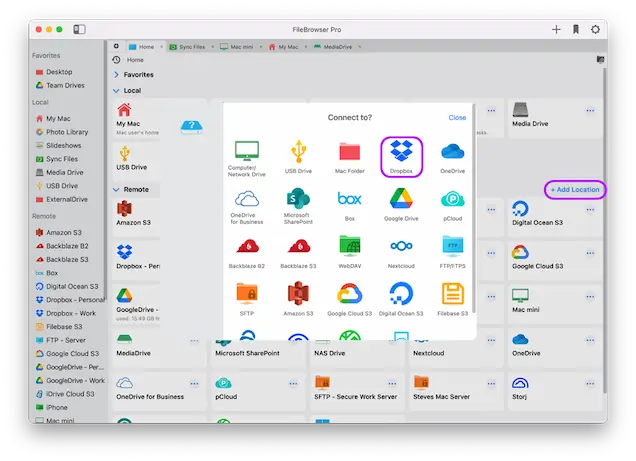 Connect to Dropbox using Mac