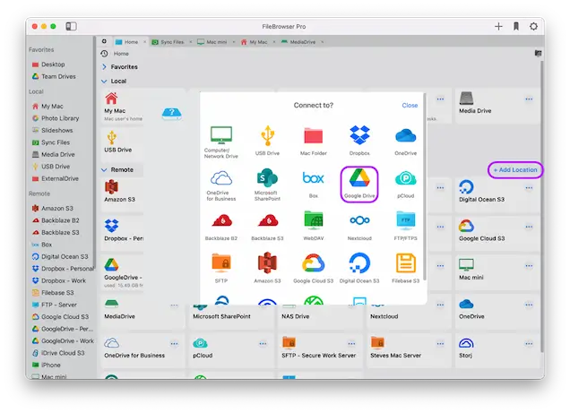 Link your Google Drive account on your Mac with FileBrowser Pro