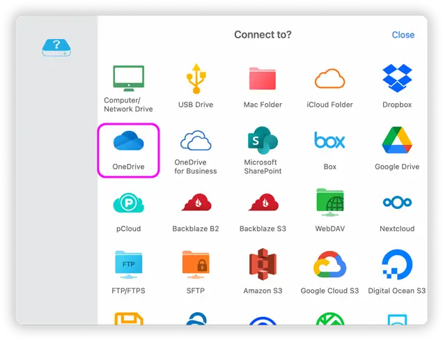 Setup and connect to OneDrive using Mac