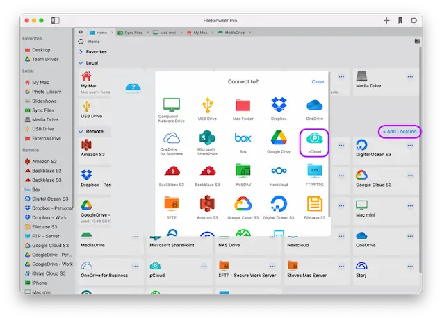 Easily connect to pCloud