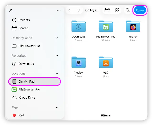 Easily map an apps shared folder using FileBrowser
