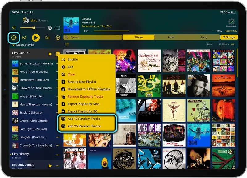 Add random tracks based on music genre