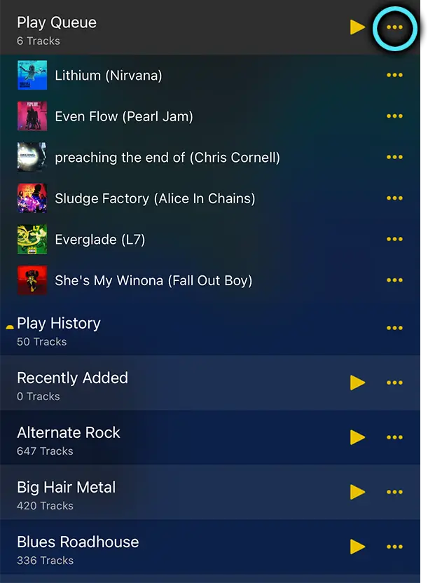 Edit the play queue