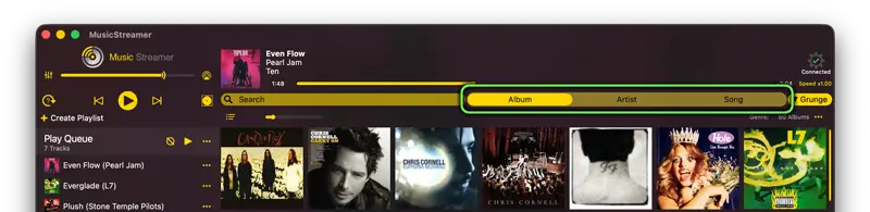Make your music collection Album artwork larger or smaller in MusicStreamer for Mac