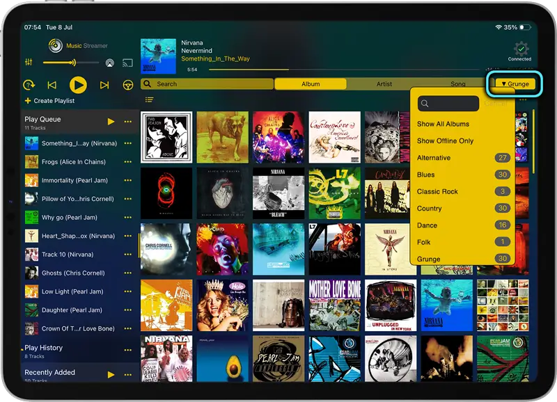 Filter your mp3 music collection by genre on iPhone / ipad