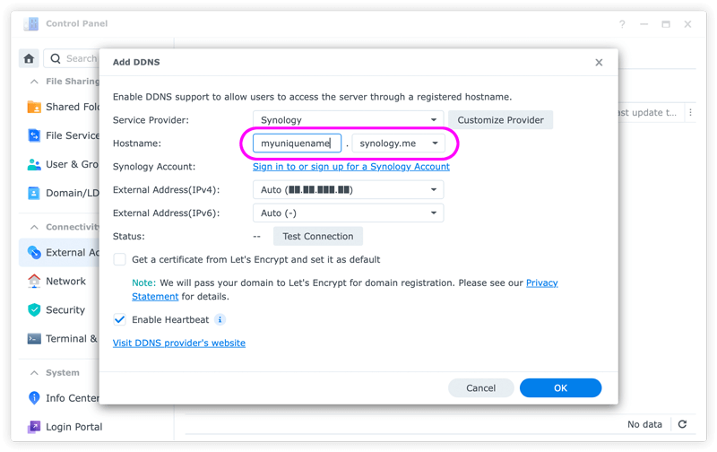 Choose a hostname for your Synology