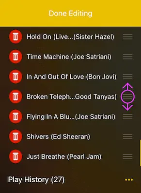 Reorder tracks in your play queue