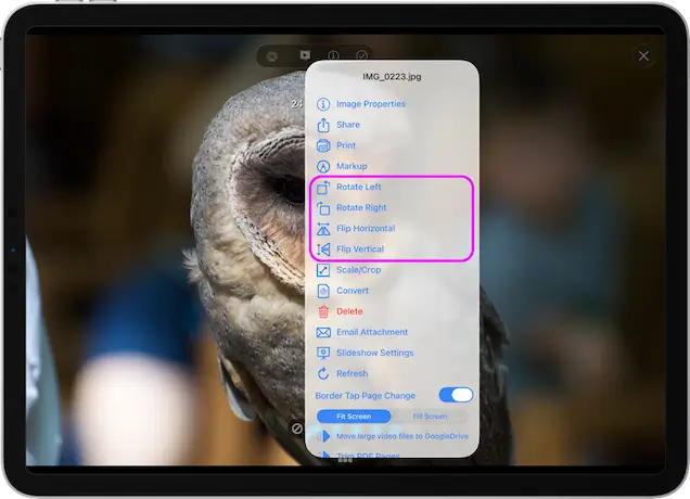 Rotate images using FileBrowser Professional