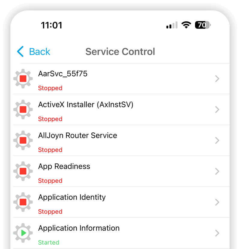 Restart any service on your Windows server remotely using your iPhone