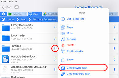 Sync folders and documents to your iPad / iPhone