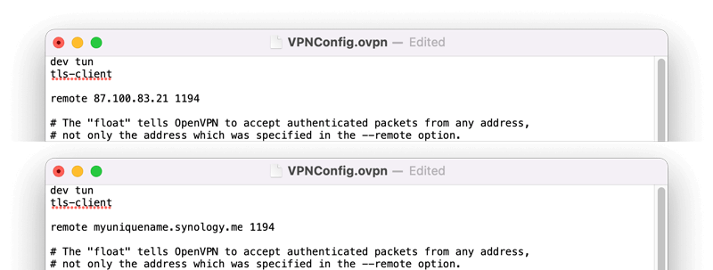 Edit your Synology VPN Config file