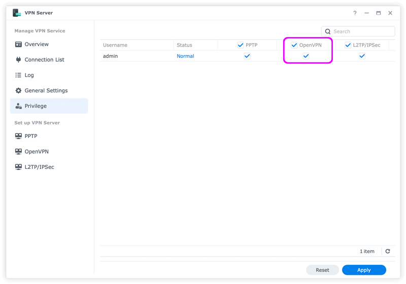 Enable OpenVPN Privileges