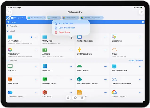 Find and manage FileBrowser Professional trash (deleted items)