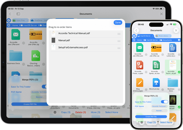 Merge and Re-order PDFs on iOS