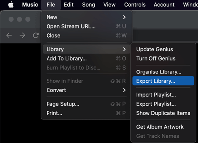 export itunes music library