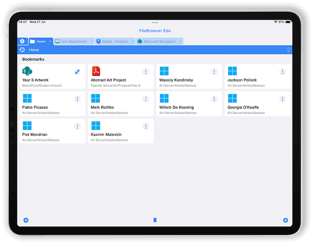 customize file access on iPad