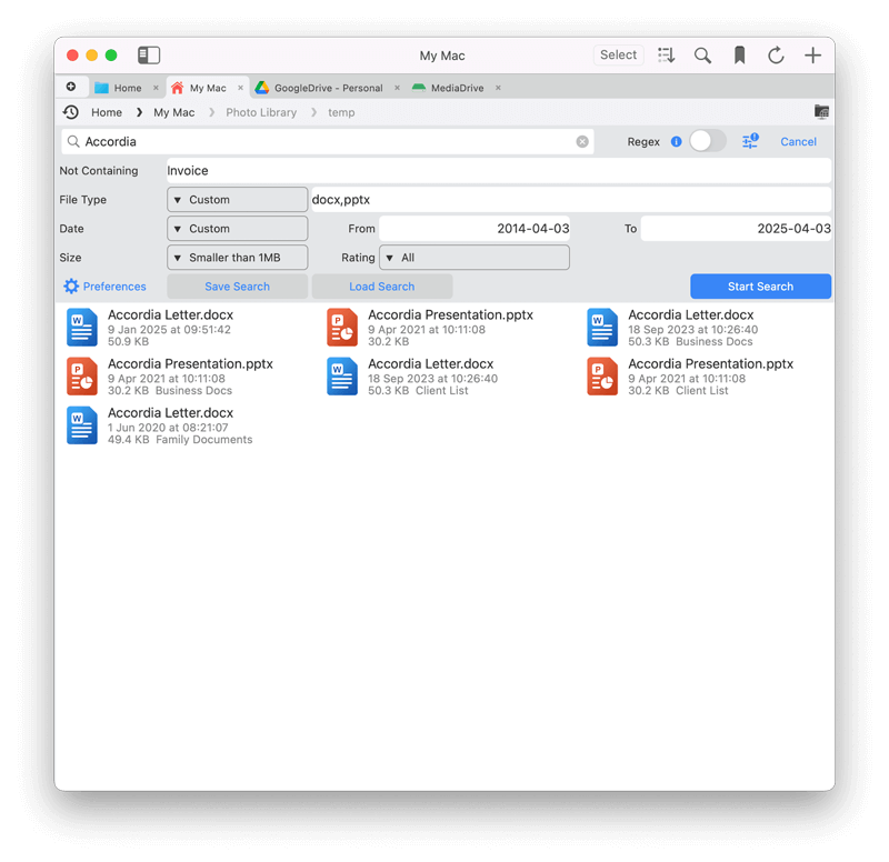 FileBrowser Pros advanced search for macOS