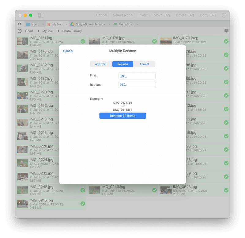 macOS Bulk Renaming tools