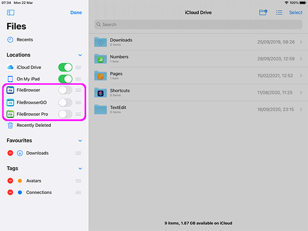 connect to and browse your Time Capsule from the iOS Files App