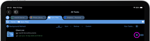 Set sync tasks on your iPad / iPhone
