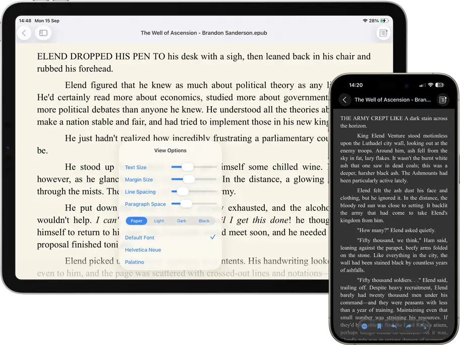 Read epub files and bookmark your page with FileBrowser Professional