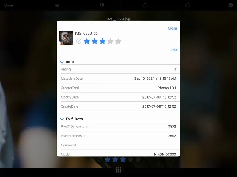View your photo EXIF MetaData on iOS