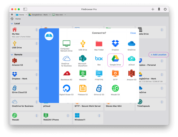 Link your Google Drive account on your Mac with FileBrowser Pro